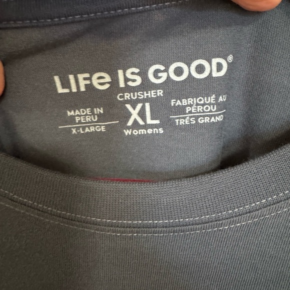 Life Is Good Navy Crewneck Tee with Motivational Patch - Picture 4 of 7